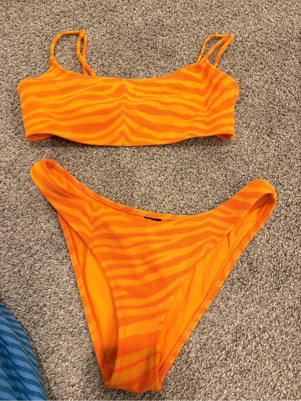 Triangl: Bright Orange Zebra-Print Bikini Set
